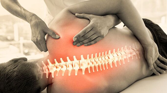 Massage of muscle tissue against back pain
